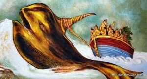 মহাবন্যার সময় বৈবস্বত মনুকে মৎস্য অবতার কর্তৃক সহযোগিতা [ The fish avatara of Vishnu saves Manu during the great deluge ]